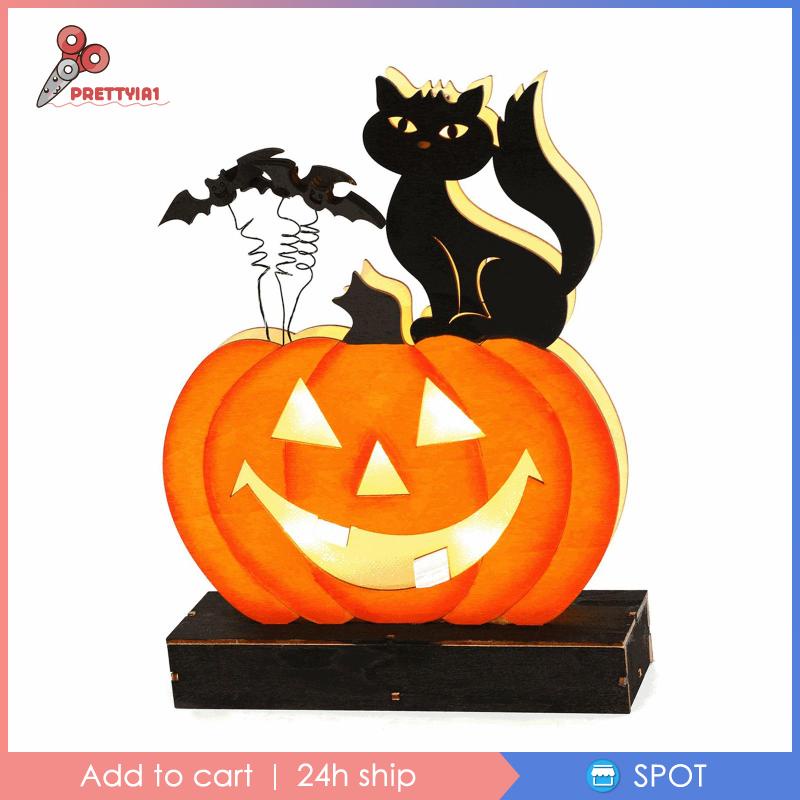 [Prettyia1] Đồ Trang Trí Halloween Hình Bí Ngô Có Đèn