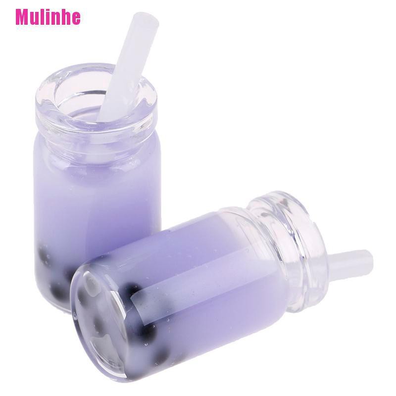 Bộ 2 Ly Trà Sữa Mini Bằng Nhựa Resin Dùng Trang Trí Tiểu Cảnh / Nhà Búp Bê