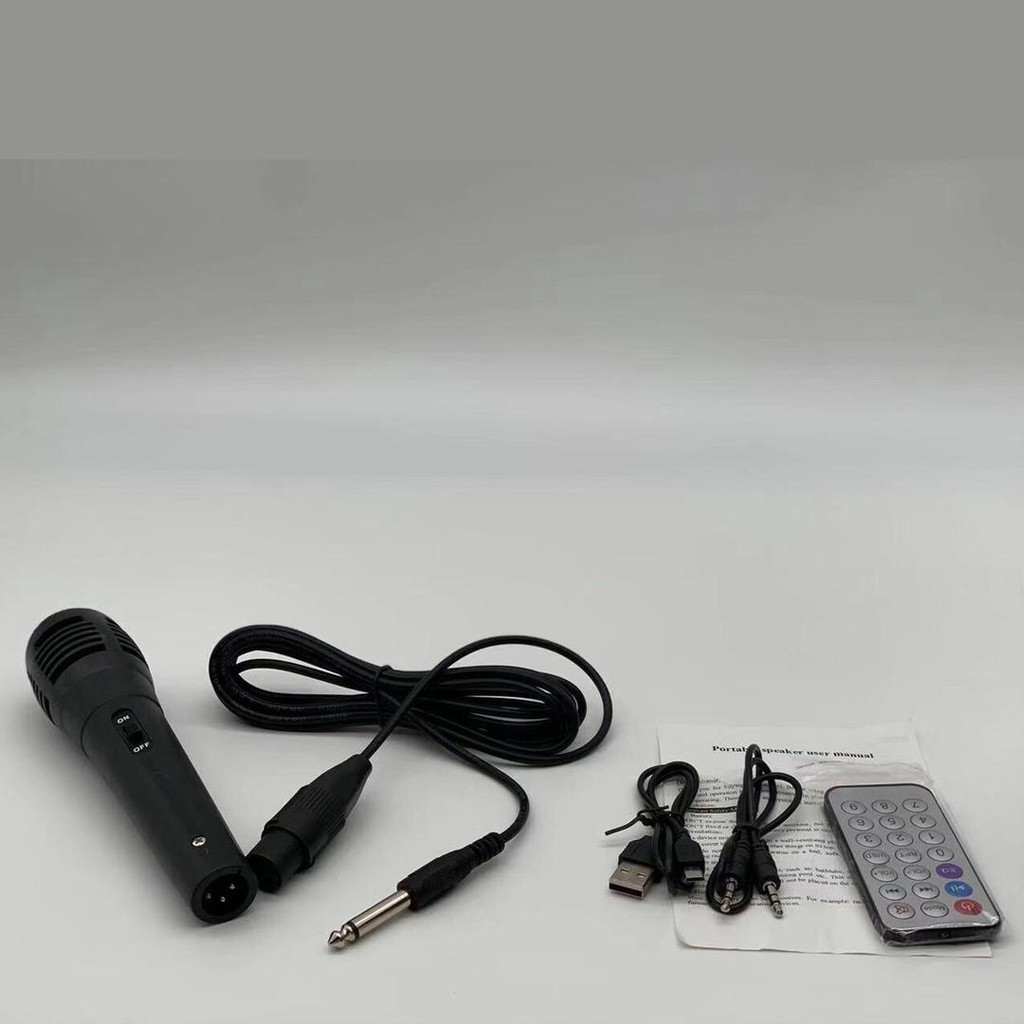 Loa bluetooth karaoke tặng kèm Micro hỗ trợ chức năng FM kết nối thẻ nhớ TF cổng USB dây AUX Karaoke Remote điều khiển