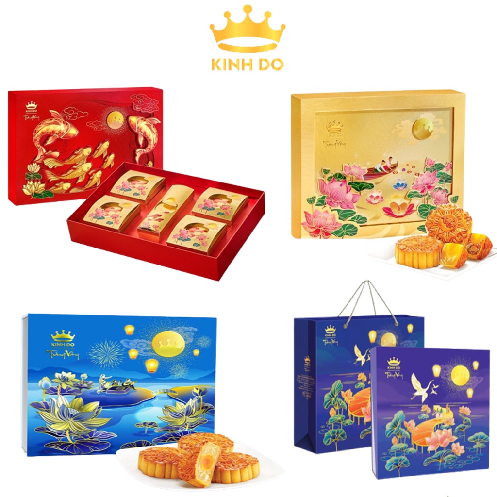 Bánh Trung Thu Kinh Đô - Hộp Thượng Hạng Bộ 4 6 8 Bánh Trăng Vàng Hồng Ngọc Cao Cấp - Hộp Biếu Tặng Cao Cấp Sang Trọng