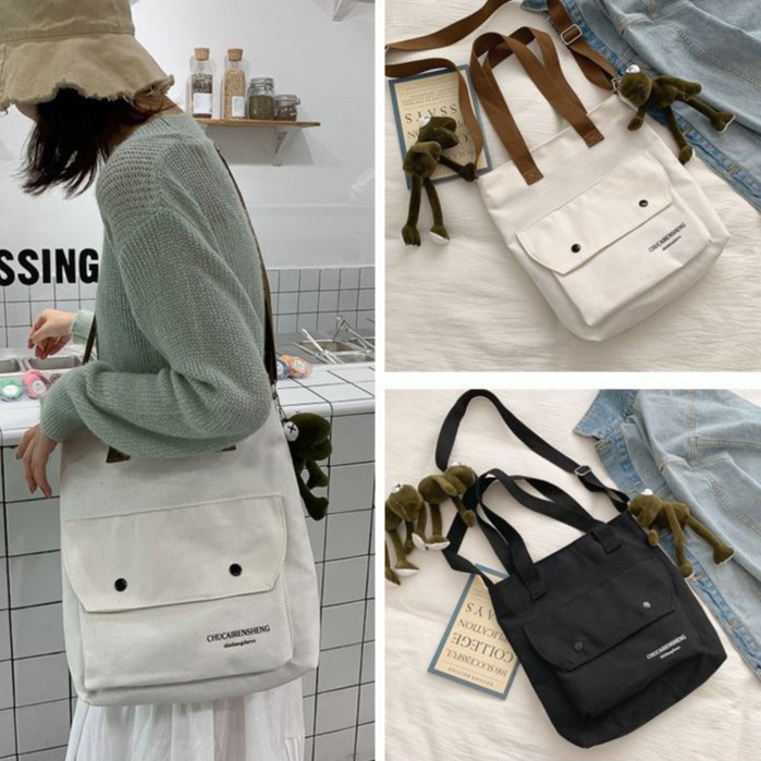 𝐅𝐑𝐄𝐄 𝐒𝐇𝐈𝐏 Túi TOTE Vải Bố Đựng Đồ Canvas Đeo Vai Phong Cách Hàn Quốc (TV-82)