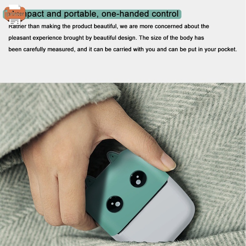 Máy in ảnh mini không dây bluetooth đa năng thiết kế hình thỏ xinh xắn