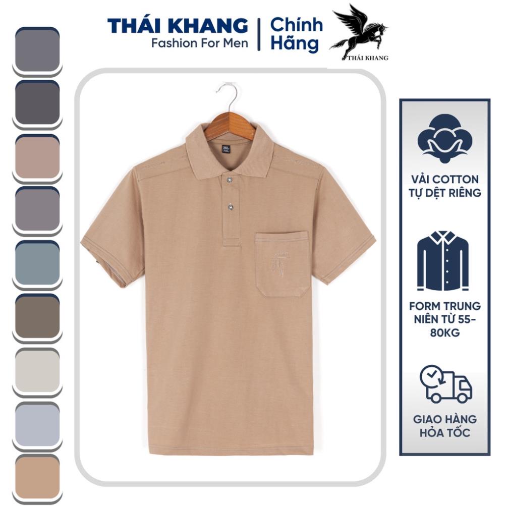 Áo polo nam form rộng trung niên vải mềm mát loại áo thun nam tay lỡ có cổ có big size trên 80kg ATHUN13 Đẹp
