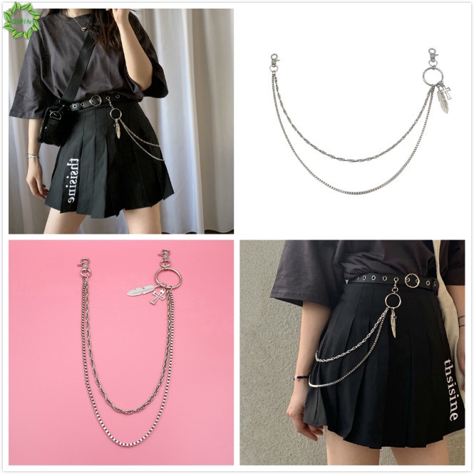Thắt Lưng Dây Xích Kim Loại Mặt Hình Lông Vũ Phong Cách Hip Hop thắt lưng nữ dây xích