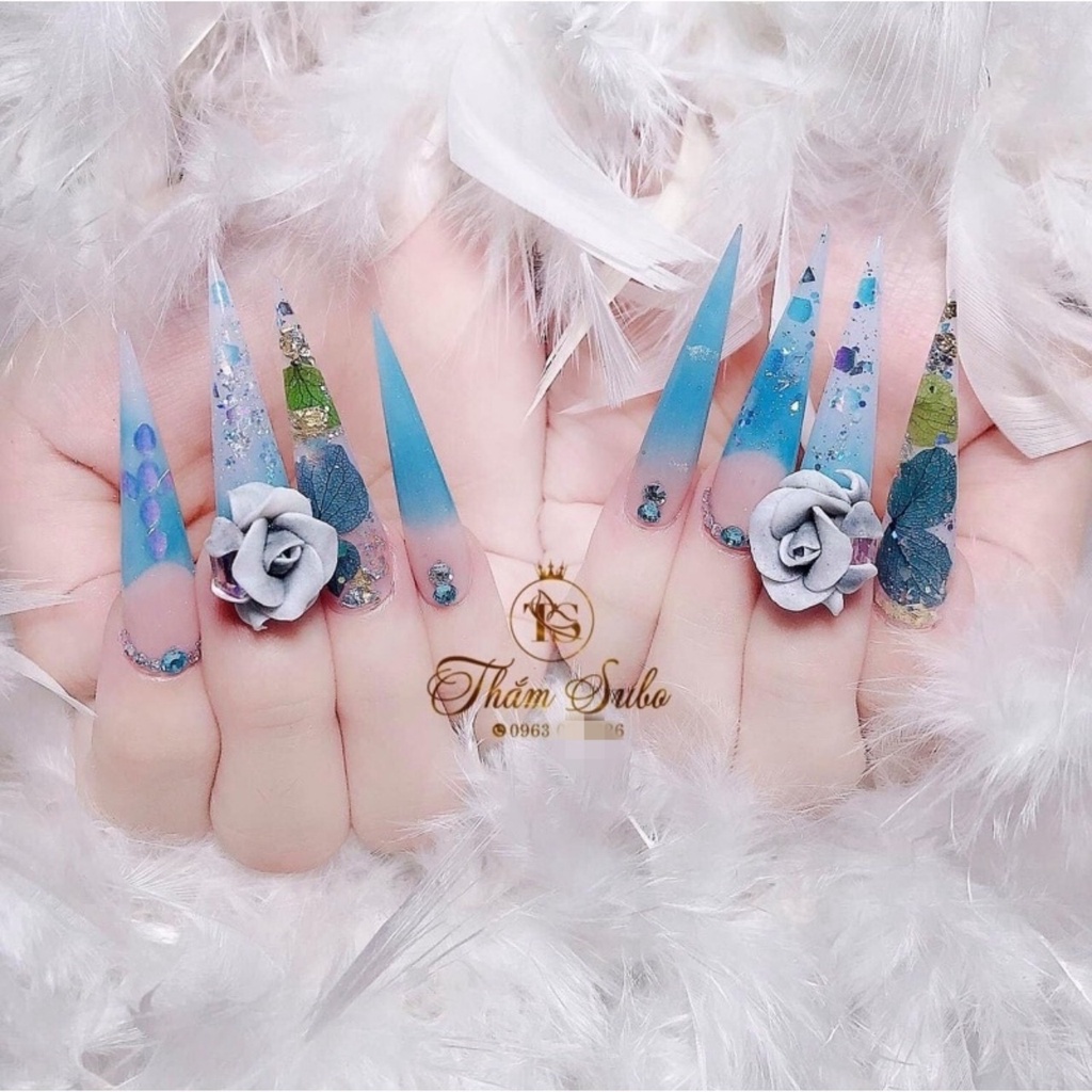 Dây lông vũ chụp ảnh mẫu móng, dụng cụ chụp ảnh mẫu nail - Ann933233