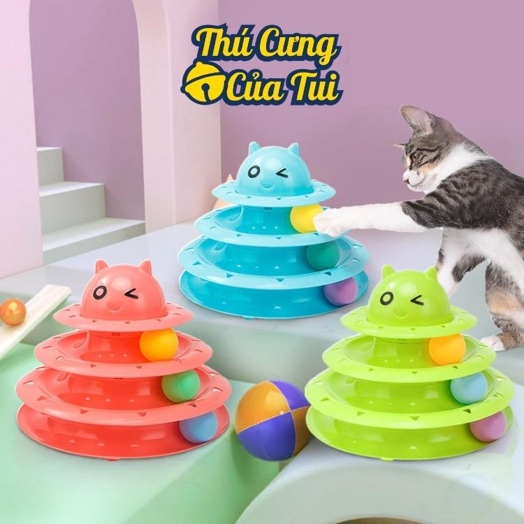 Đồ chơi tháp banh 3 tầng hình thú cho mèo vờn - Thú cưng của tui