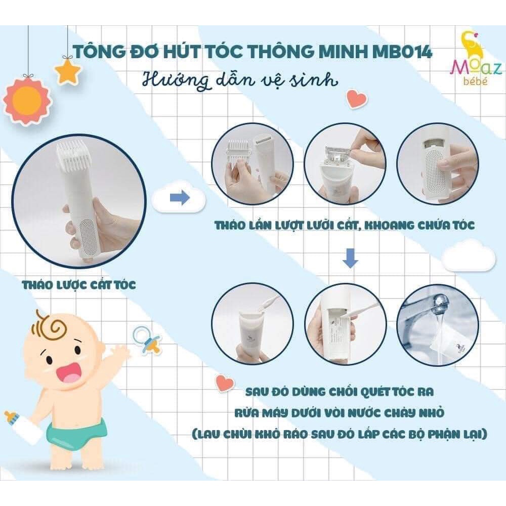 Tông đơ cắt tóc thông minh MOAZ BEBE MB014 “Tông đơ hút tóc cho bé” - Hàng chính hãng bảo hành 1 năm