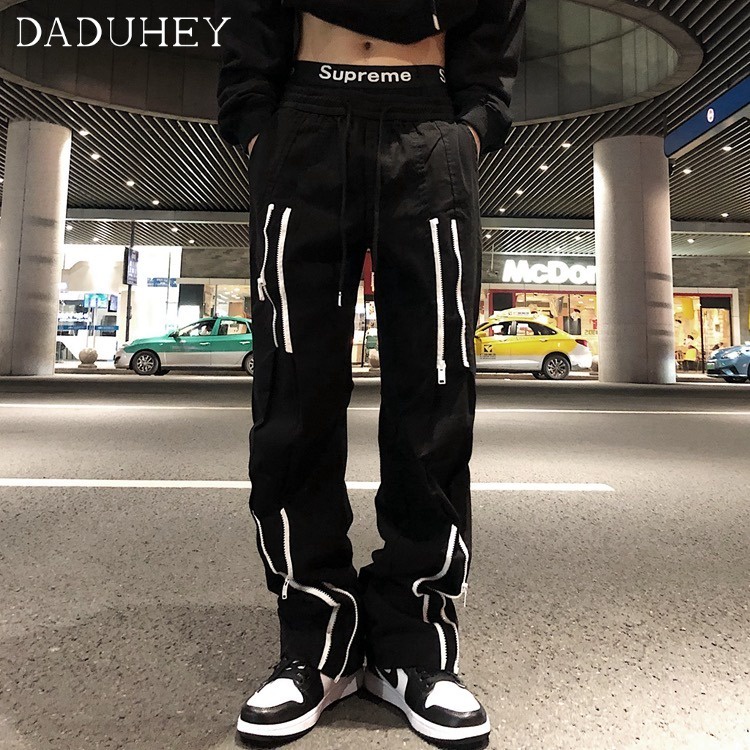 DaDuHey Men's Autumn Trendy Korean Wild Loose Track Pants Ins High Street Fashion Zipper Casual Pants