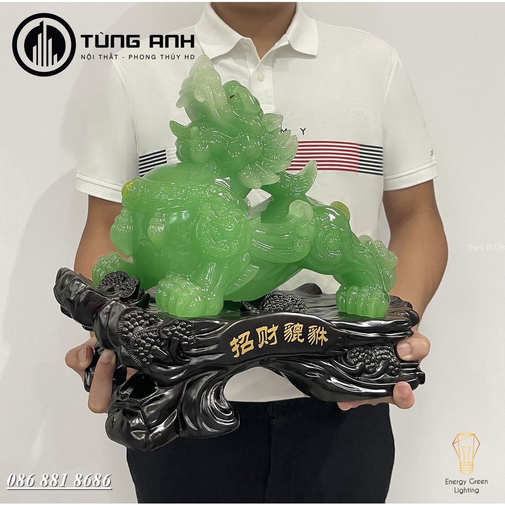 Tượng Phong Thủy Decor Tỳ Hưu PT-36 Màu Xanh Ngọc - Chiêu Tài Tịch Tà -  Mang Lại May Mắn ,Phát Tài, Phát Lộc - BH 1 Năm