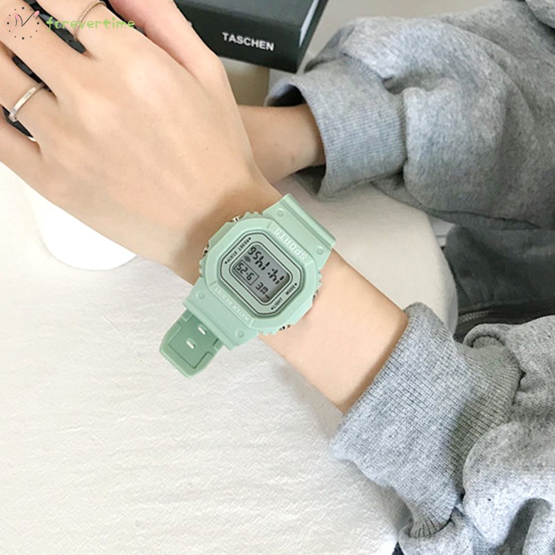 ☞ Phụ kiện trang sức☜ Women Green Digital Watch Girls Student Portable Wrist Watch with Soft Band