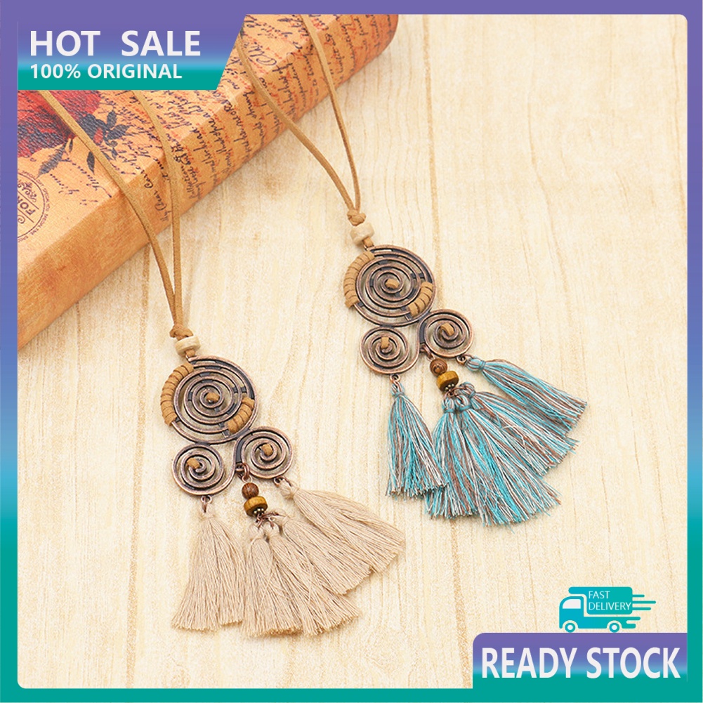 Vòng cổ Dáng Dài Phối Tua Rua Phong Cách Bohemian Độc Đáo