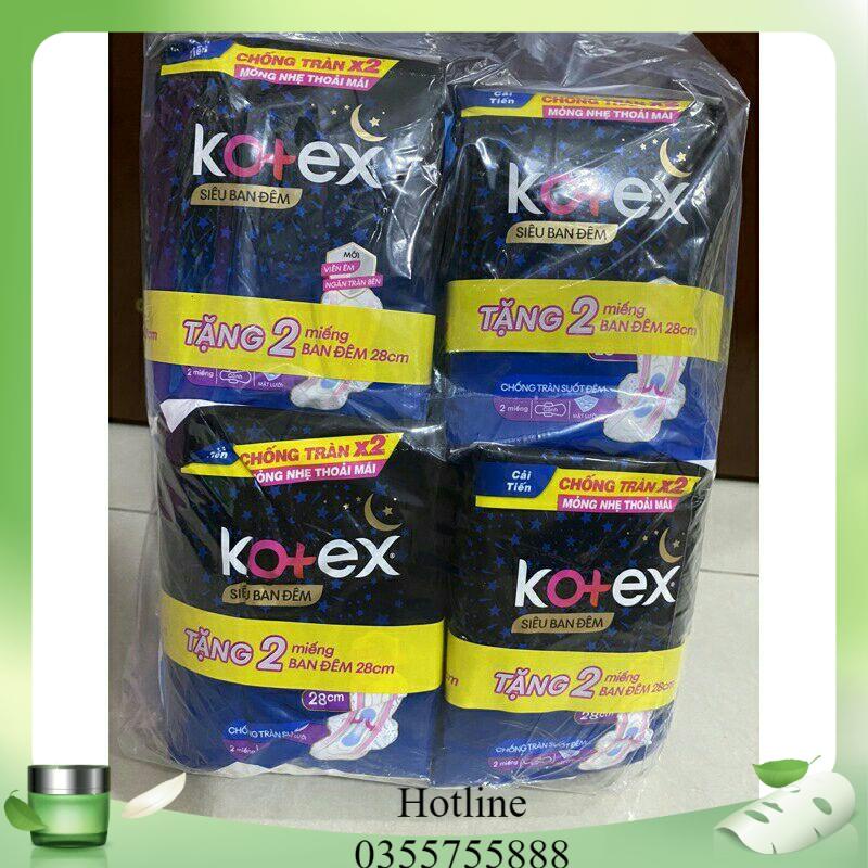 Lốc 8 Gói Băng Vệ Sinh Kotex siêu mỏng cánh tặng BVS ban đêm