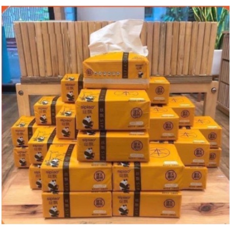 Giấy ăn gấu trúc Sipiao vỏ nhám 3 lớp thùng 30 gói hàng nội địa Trung chuẩn