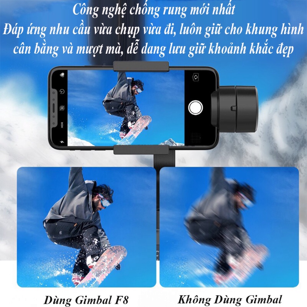 Ghimbal chống rung F8 3AXIS - 3 trục chống rung - phóng to thu nhỏ dễ dàng, Gym bal quay phim điện thoại chính hãng