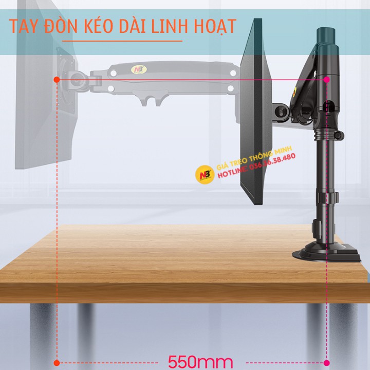 Giá Treo Màn Hình NB H100 22 - 35 Inch - Tay Treo Màn Hình Máy Tính Gắn Bàn Xoay 360 Độ