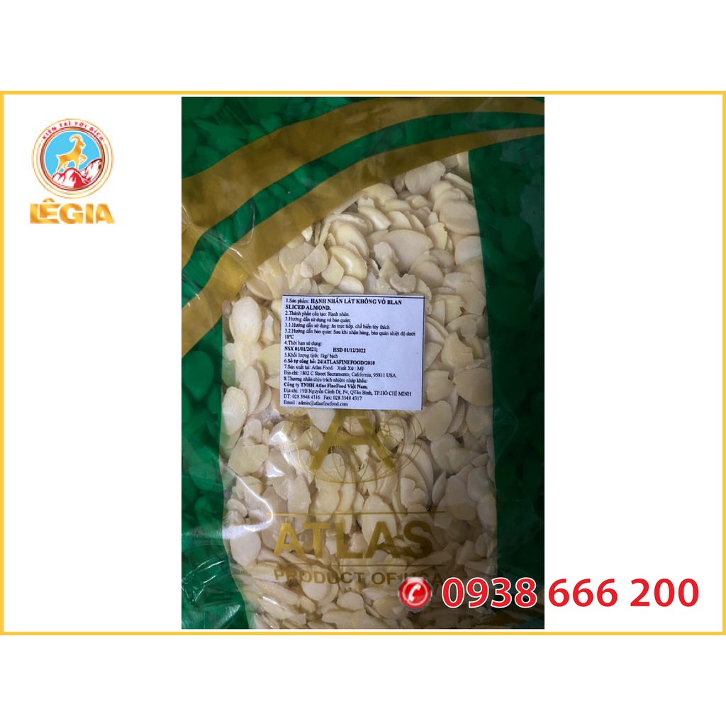 HẠNH NHÂN CẮT LÁT MÀU TRẮNG 1KG( NHẬP KHẨU)