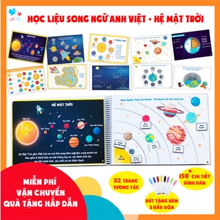 [Học liệu Montessori] Học liệu song ngữ bóc dán hệ mặt trời