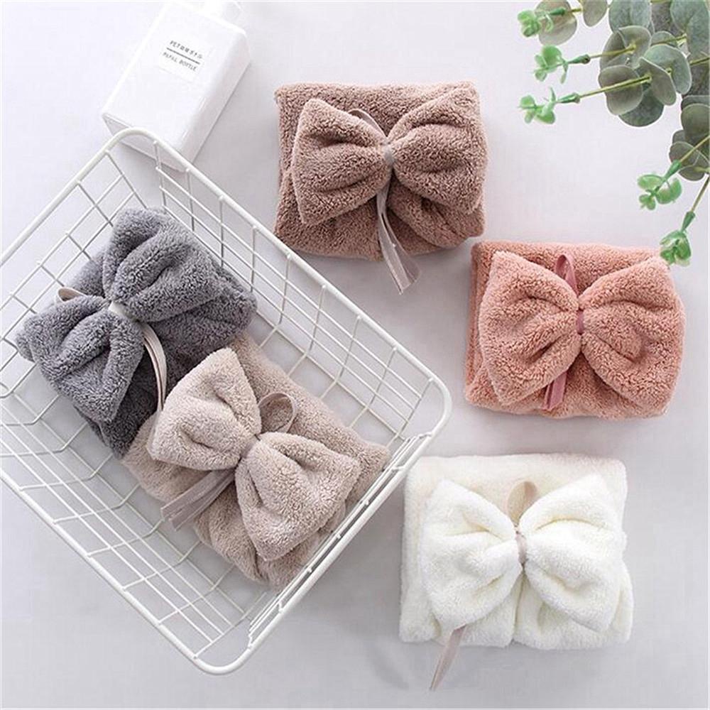 Khăn Lau Tay Mềm Mại Thấm Hút Tốt Nhanh Khô Đính Nơ Xinh Xắn