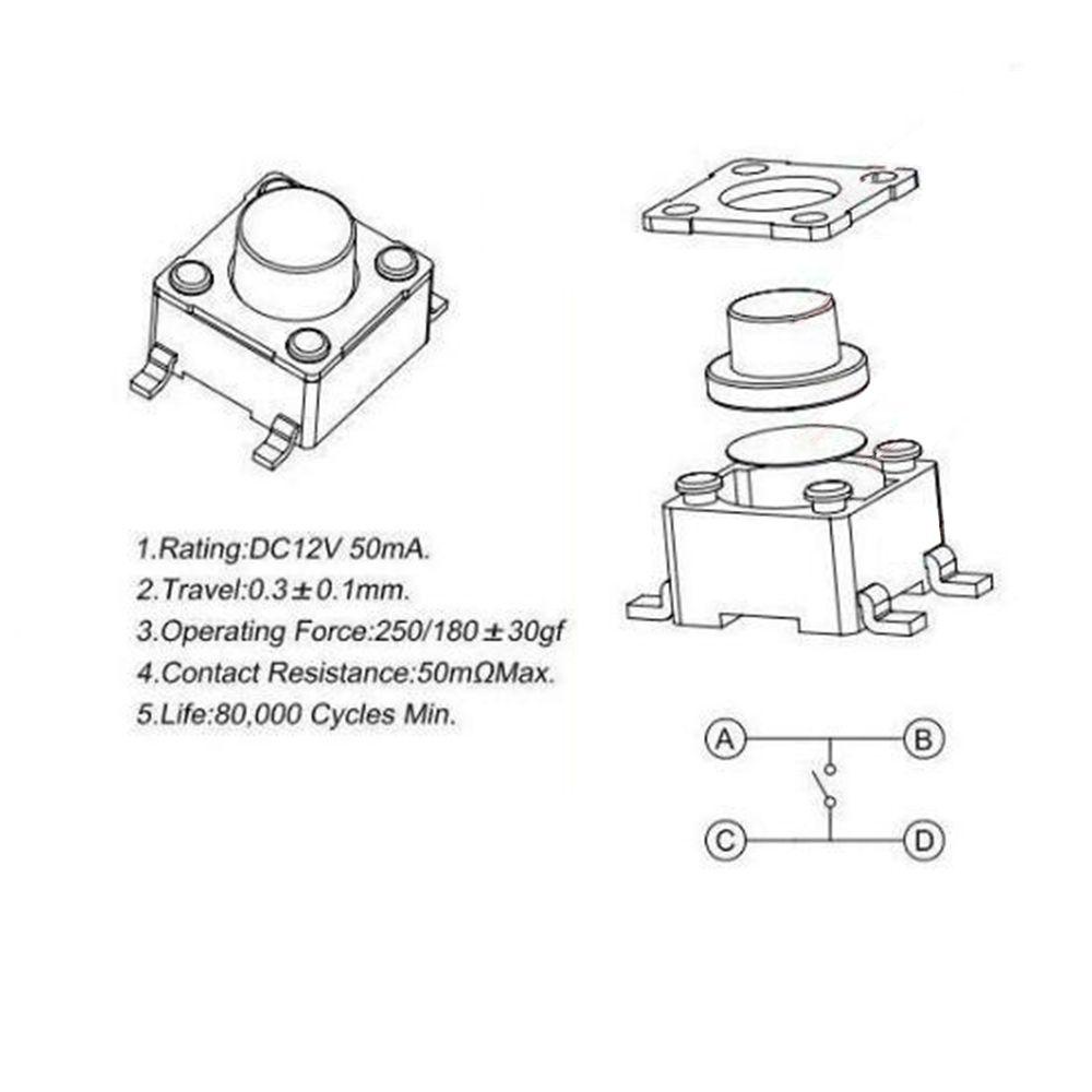 Set 100 Công Tắc Micro 6 * 6 * 5mm Chuyên Nghiệp