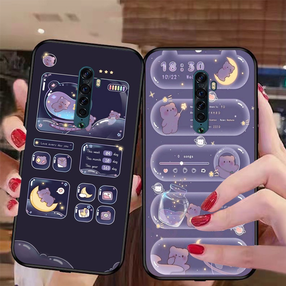 Ốp lưng điện thoại oppo reno 2 / reno 2f bộ gấu tím may mắn