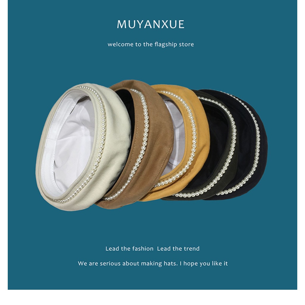 Mũ nồi đính ngọc trai giả phong cách Hàn Quốc thời trang nữ