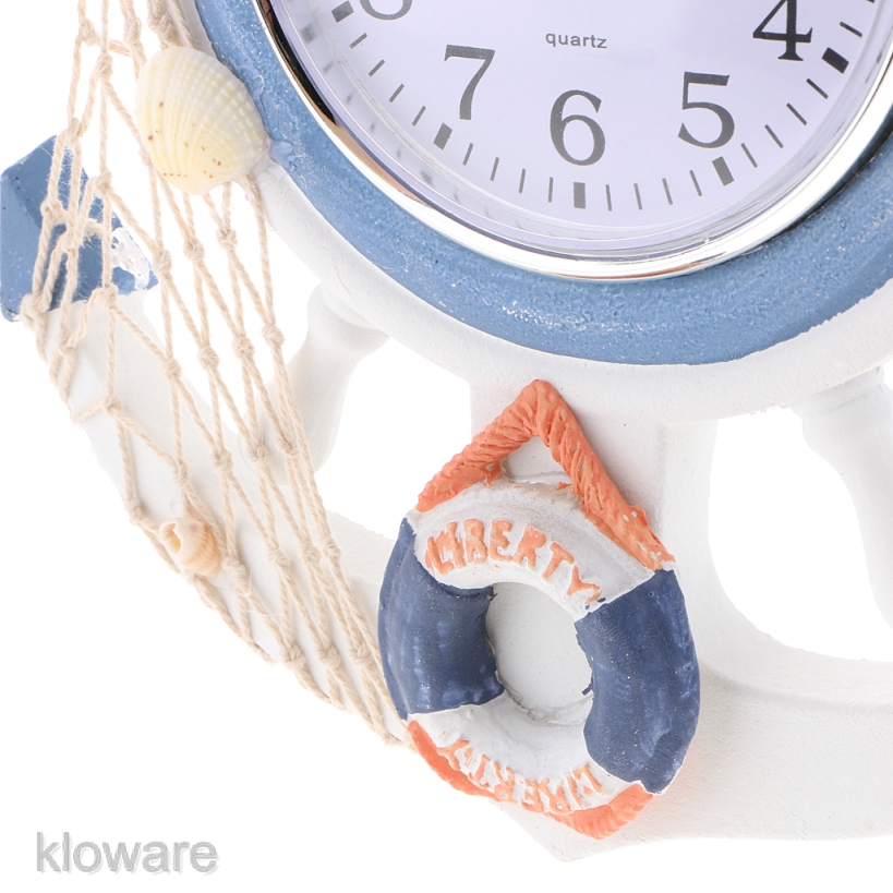 Đồng Hồ Treo Tường Hình Bánh Xe Và Mỏ Neo Phong Cách Biển 33cm