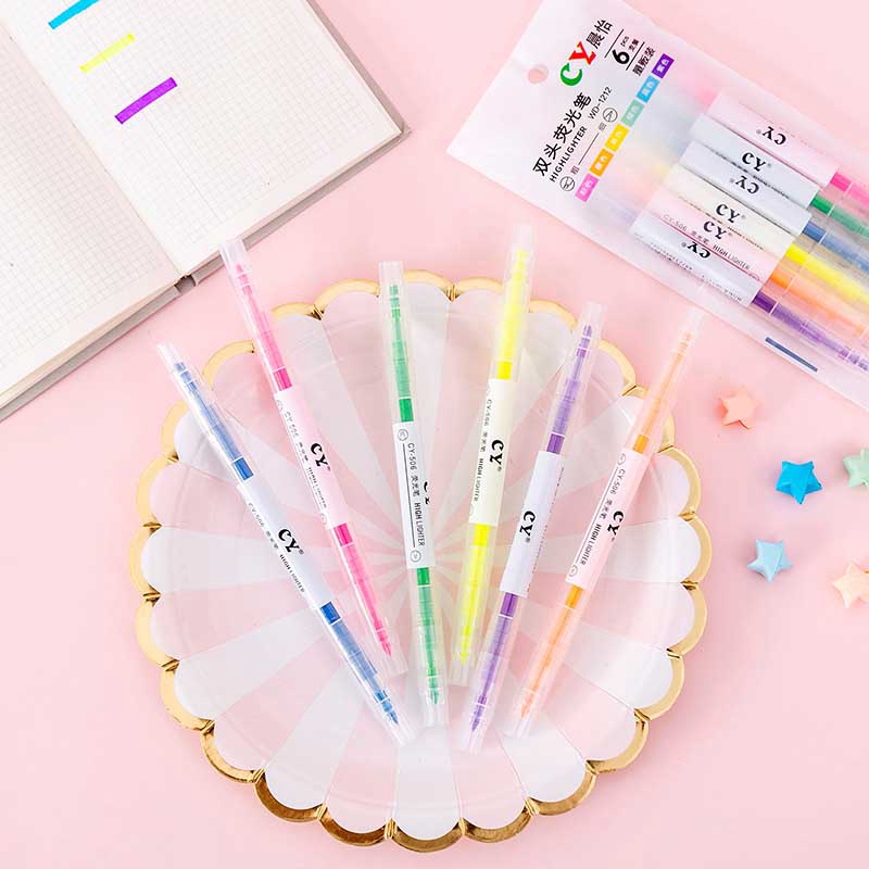 (Set 3/6) Bút Nhớ, Bút Highlight Đánh Dấu 2 Đầu Neon Xinh Xắn Molangshop