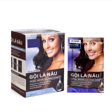 Dầu Gội Nhuộm Tóc Gội Là Nâu Matrix- Hộp 10 Gói Tác Dụng Ngay Sau 1 Lần Gội :25k/gói