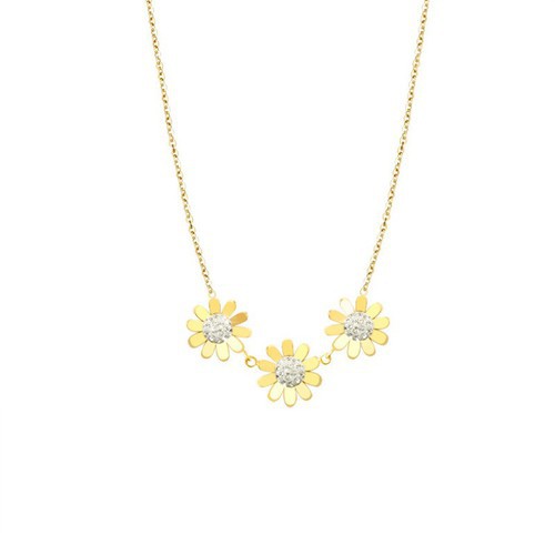 Dây Chuyền 3 Bông Hoa Cúc Titan Ko Đen TT 3170