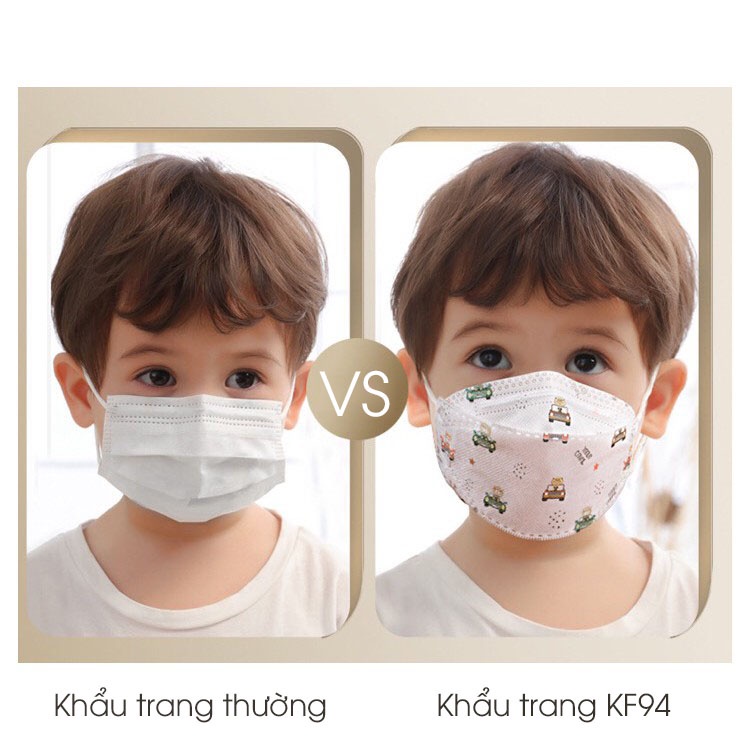 Combo gói 10c Khẩu trang 4 lớp KF94 cho bé trai, bé gái từ 4 - 10 tuổi_ An toàn, Sạch đẹp
