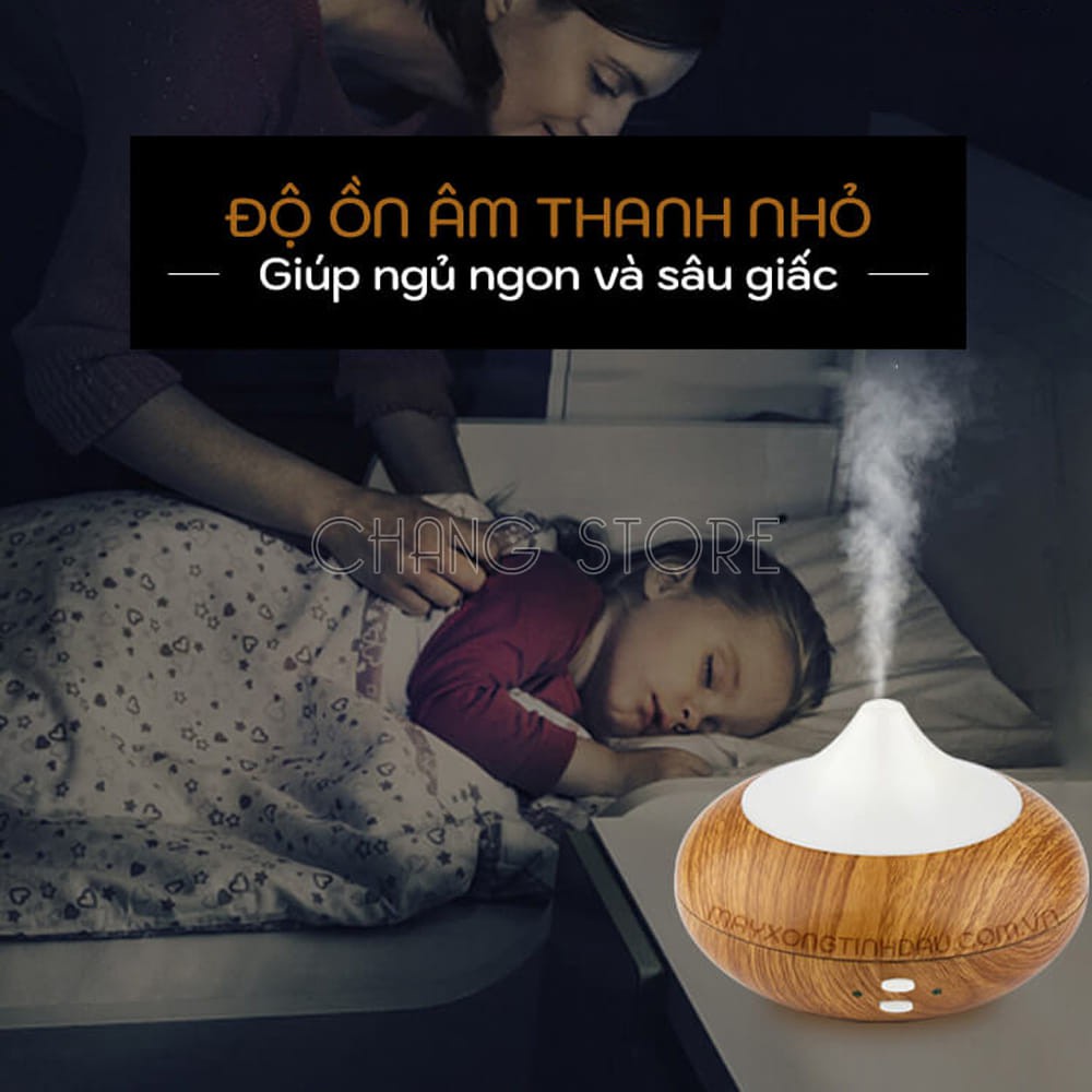 Máy phun sương tinh dầu tạo độ ẩm vân gỗ hình bí ngô, máy khuếch tán xông tinh dầu 500ml + Tặng kèm tinh dầu sả chanh