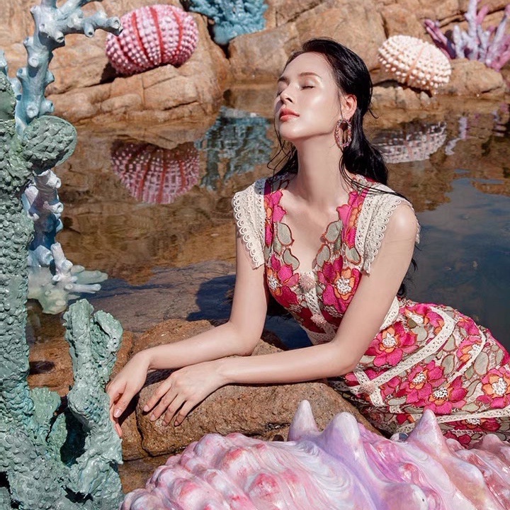 ZY·HT 🌷 Đầm Thêu Hoa Thời Trang Mùa Hè Phong Cách Pháp Mẫu Cho Nữ Y9856