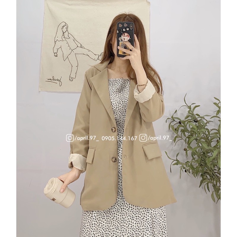 [HÌNH THẬT] Áo vest blazer 2 lớp NÂU TÂY