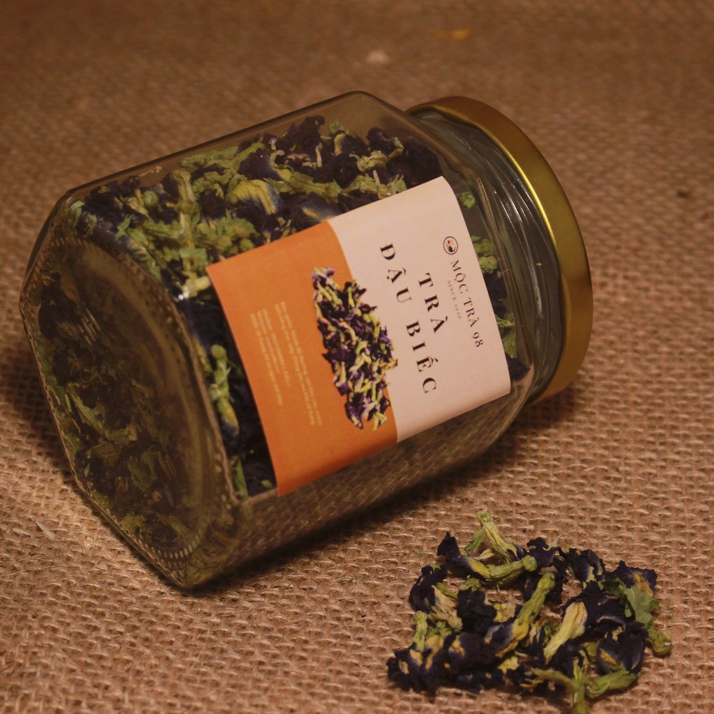 TRÀ HOA ĐẬU BIẾC - Hũ 350ml (trà hoa đậu biếc sấy khô, bổ dưỡng đẹp da chống lão hóa, không chất bảo quản)