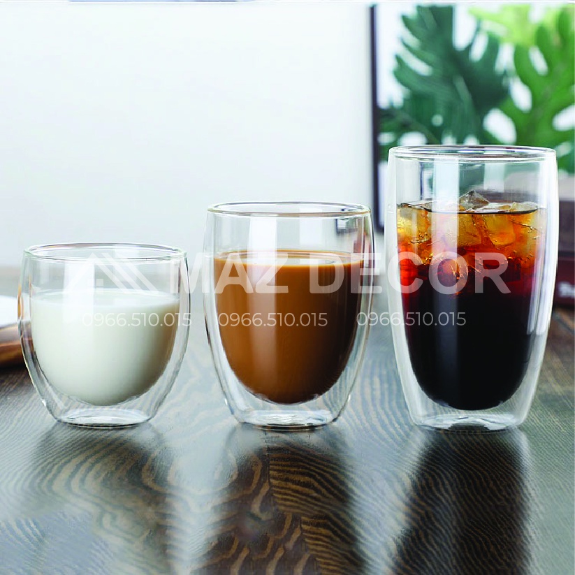 [Sỉ] Cốc ly thủy tinh 2 lớp giữ nhiệt lâu bằng thủy tinh uống trà và cafe 240ml -350ml-450ml đẹp dày dặn cao cấp giá rẻ