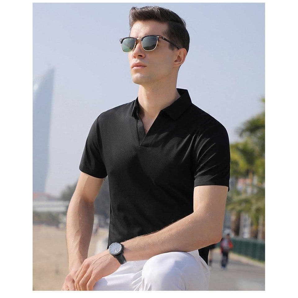 ÁO THUN TAY NGẮN POLO NAM CÓ CỔ POLO CỔ V 6 MÀU - Chất thun cá sấu co | BigBuy360 - bigbuy360.vn