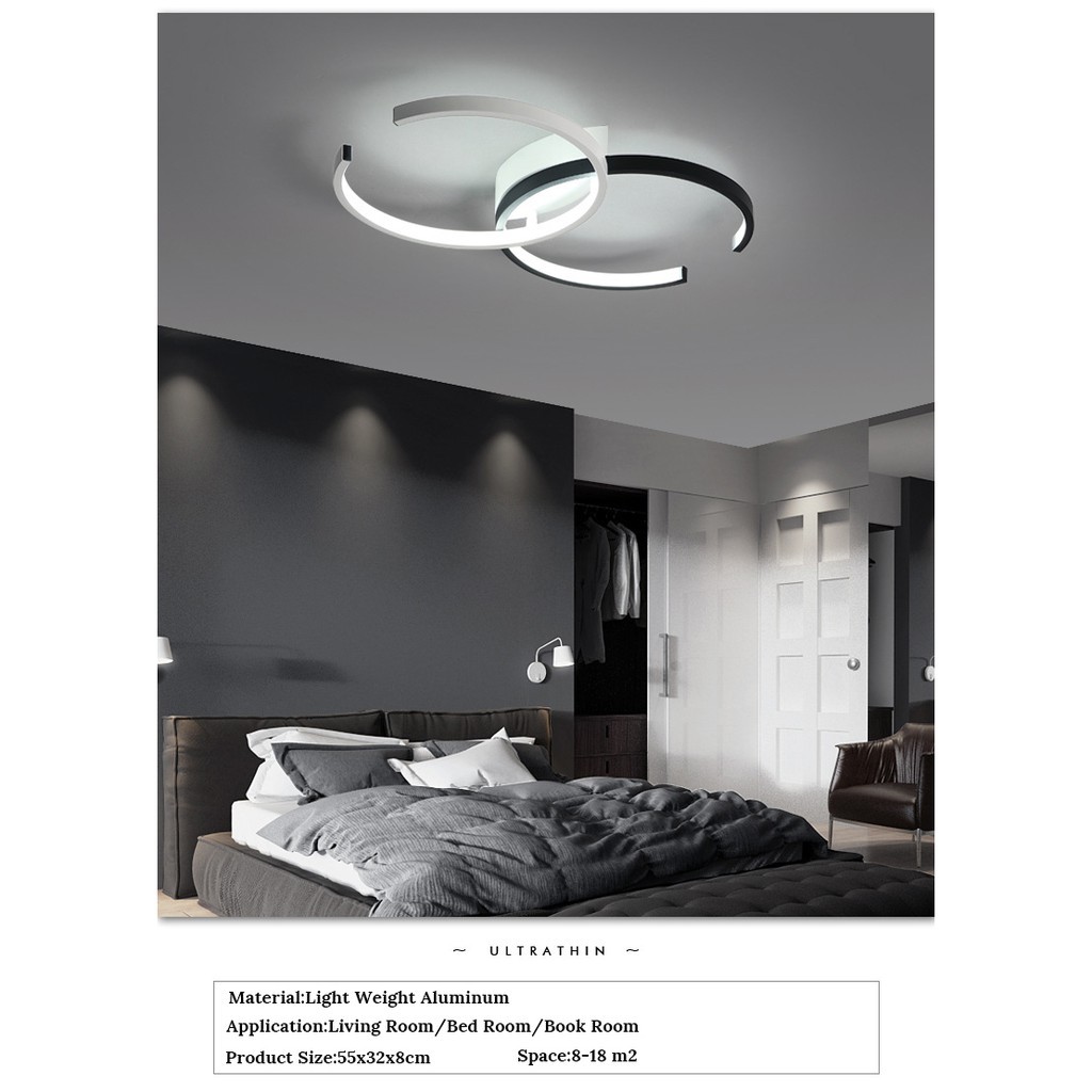 [làm mờ từ xa] Đèn trần trang trí LED kiểu dáng sang trọng Chan3l thích hợp phòng khách và phòng ngủ có điều khiển từ xa