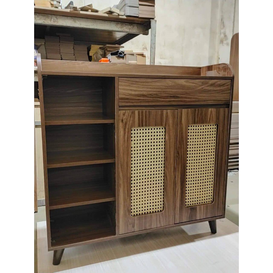 Tủ giầy dép 2 cánh họa tiết mây gỗ công nghiệp giá gốc tại xưởng - tủ giày đẹp