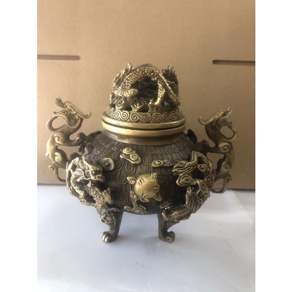 lư đồng xông trầm - Lư ngũ Long -5 rồng