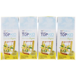 Sữa tươi tiệt trùng TH true MILK Top Kid vani 180ml lốc 4 hộp