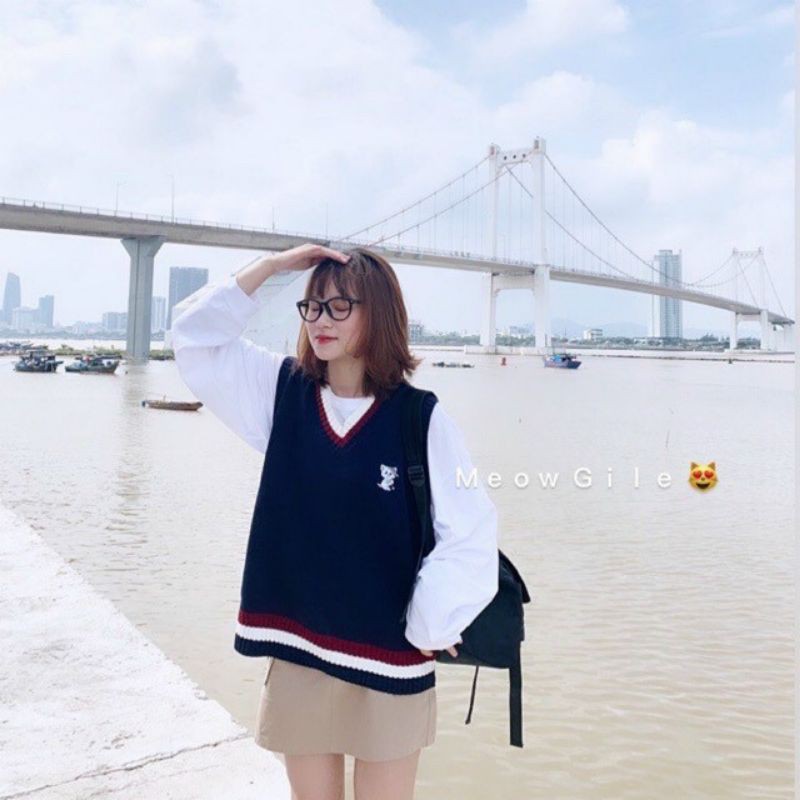 Áo len gile nữ thời trang