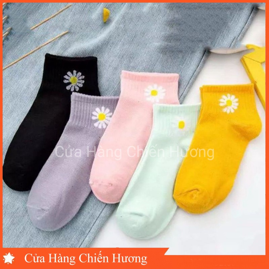 Túi 10 Đôi Tất Phong Cách Hàn Quốc Hoạ Tiết Hoa Cúc