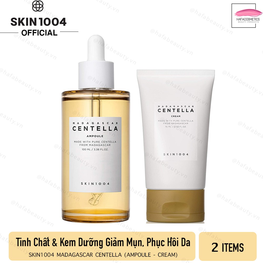 Combo Tinh chất &amp; Kem dưỡng da làm giảm mụn, phục hồi da Skin1004 Madagascar Centella (Ampoule + Cream)