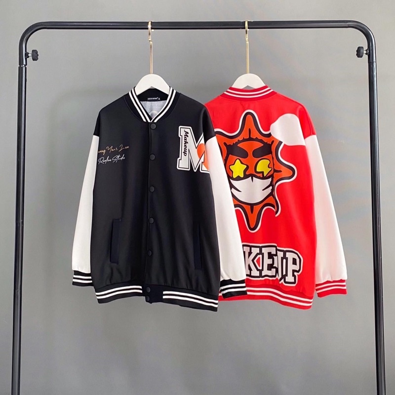 Áo Jacket Nỉ Bông Nút Bấm MAKEUP Ảnh Thật