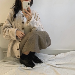 (SẴN ĐEN) Áo cardigan len cổ tròn, vặn thừng (có ảnh thật)
