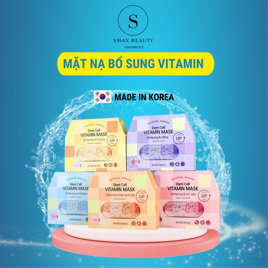 Mặt nạ bổ sung vitamin Hà Quốc Vita Genic BANOBAGI 30ml, giúp dưỡng trắng ẩm, mềm làm sạch se khít lỗ chân lông