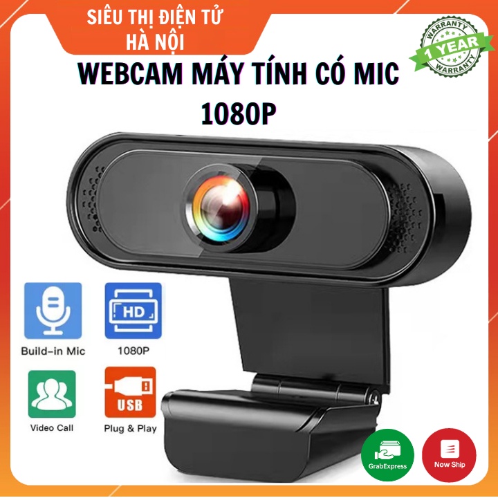 Webcam Máy Tính Có Mic 1080P - Full Box Siêu Nét Dùng Cho PC , Laptop , Livestream, Học Trực Tuyến [Bảo Hành 1 Năm]