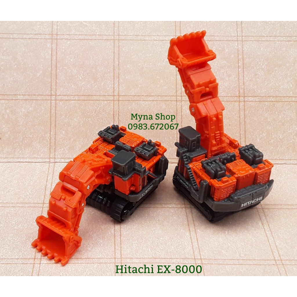 Đồ chơi mô hình tĩnh xe tomica không hộp, Hitachi EX-8000, xe ủi đất, bánh dây xích