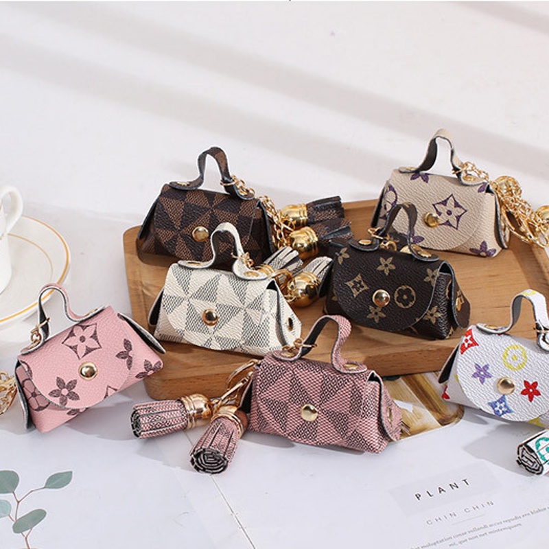 💖💖 Ví tiền mini móc khóa cài khuy bấm họa tiết thời trang vỏ bảo vệ hộp sạc bọc tai nghe da mềm airpods 1 2 3 pro 2 2022
