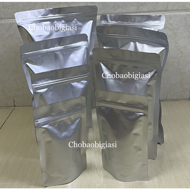 Túi zip 2 MẶT BẠC, túi zip mờ có đáy đứng đựng cafe